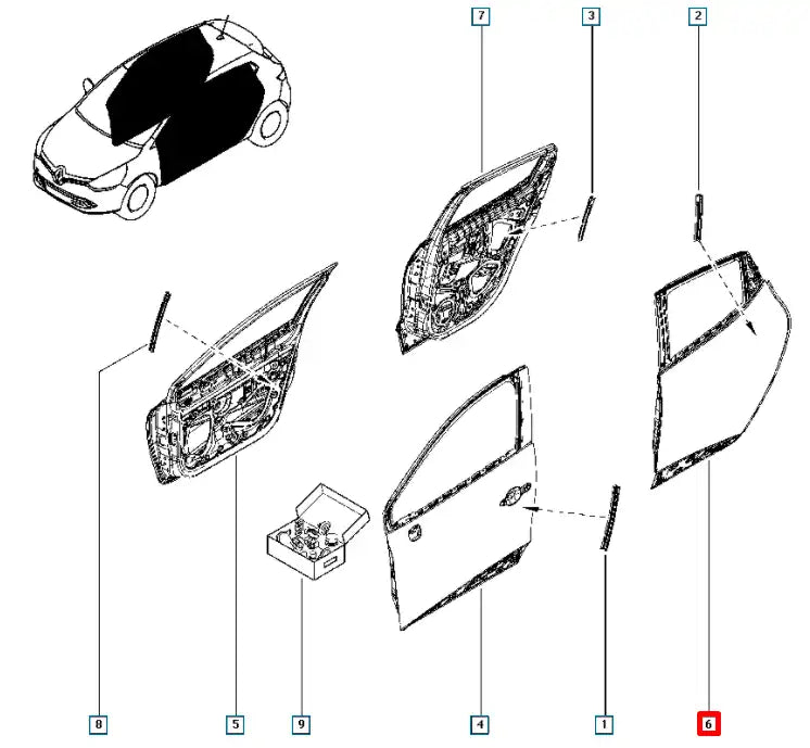 Clio Kapı Komple Şema
