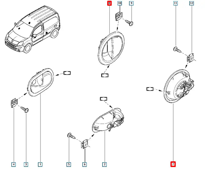 Kangoo Kapı İç Açma Kolu Şema