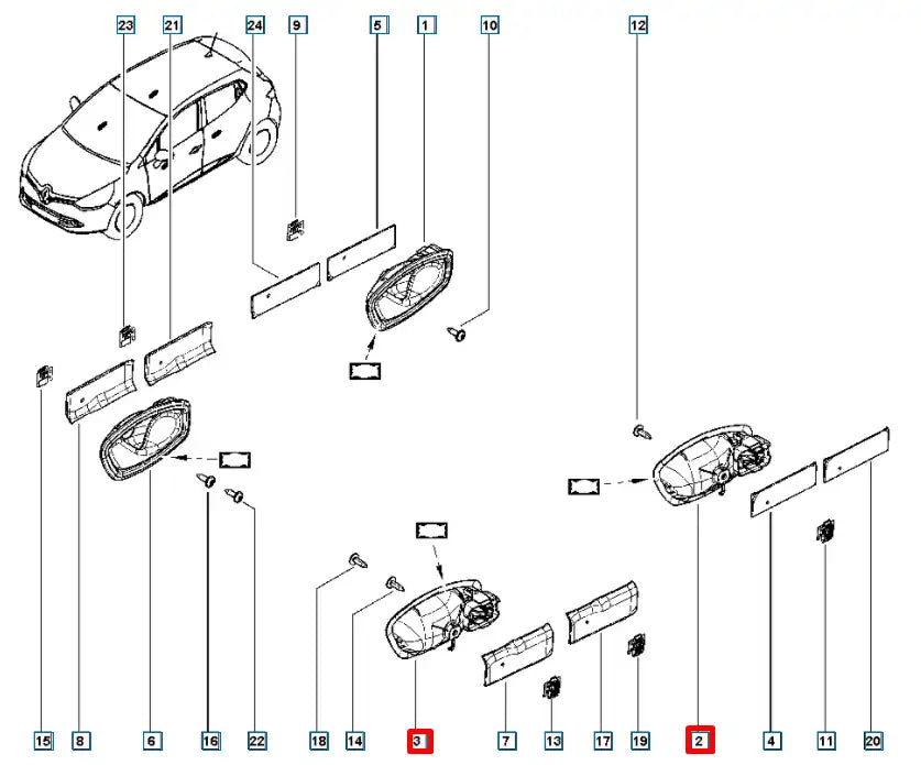 Megane Kapı İç Açma Kolu Şema