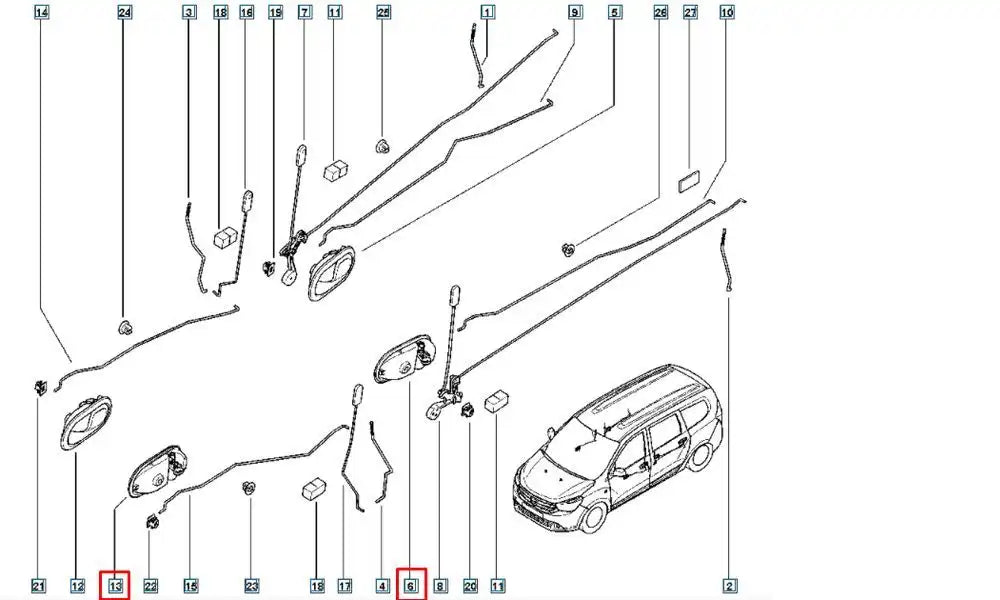 Clio Kapı İç Açma Kolu Şema