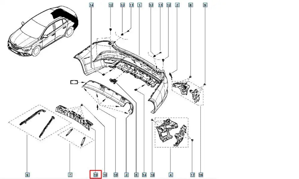 Megane Tampon İç Destek Plastiği Şema