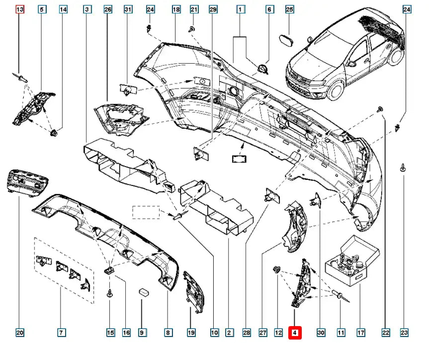 Sandero Tampon Bağlantı Ayağı Şema