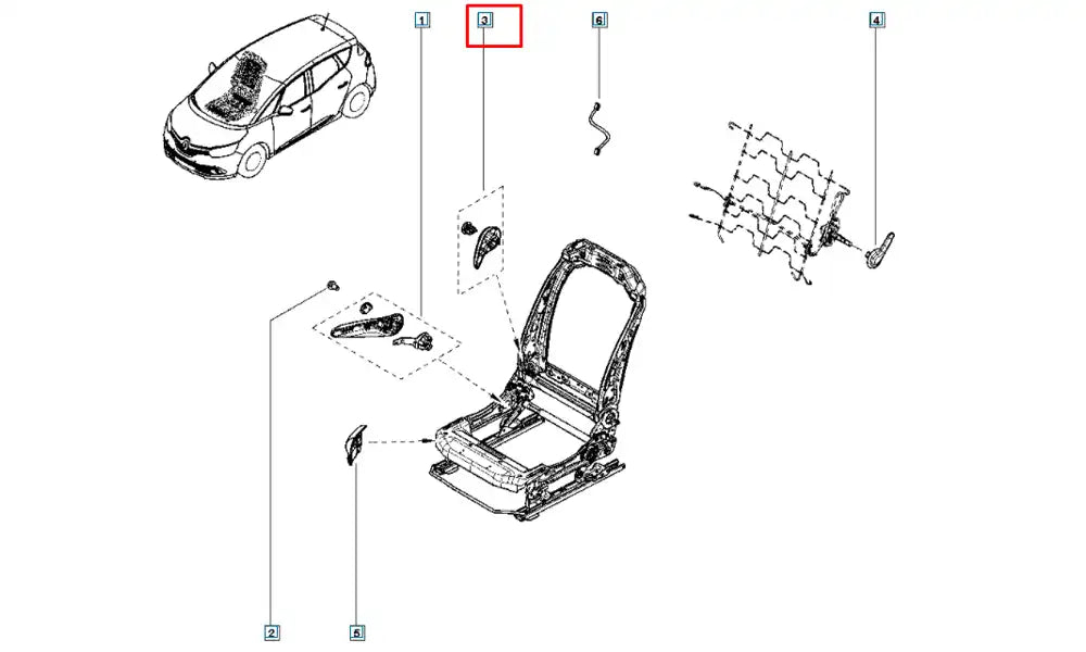 Megane Koltuk Yatırma Kolu Şema