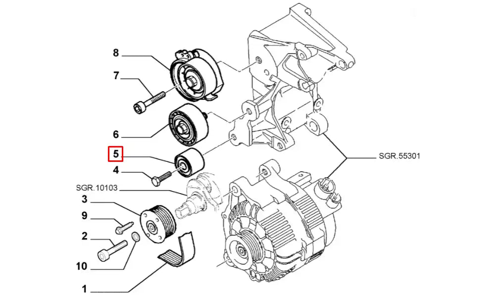 Scudo Alternatör Kayışı Gergi Bilyası Şema
