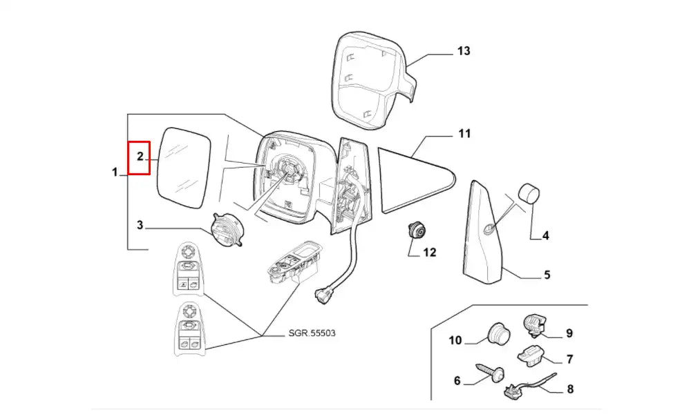 Scudo Yan Ayna Camı Şema