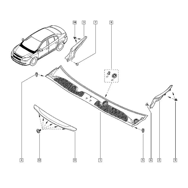 Megane Ön Cam Izgara Plastiği Klipsi