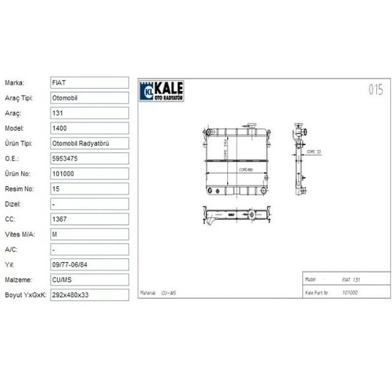 Doğan Motor Su Radyatörü