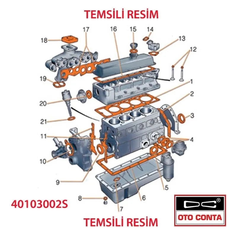 9 Motor Contası Takım Alt + Üst