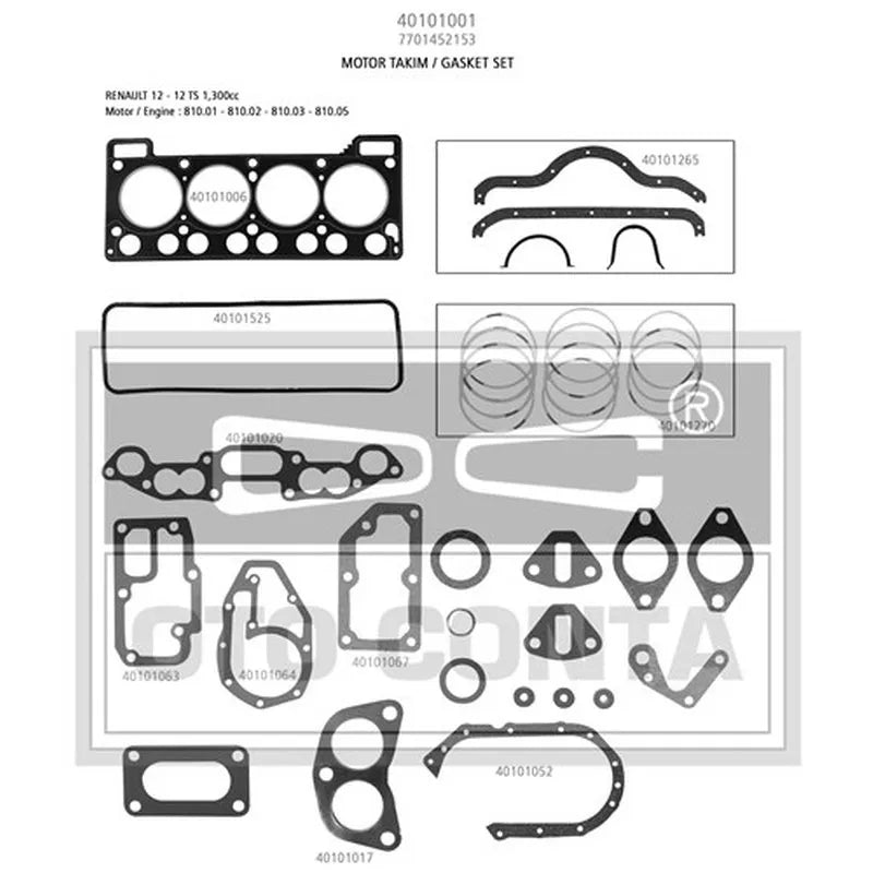Kangoo Motor Contası Takım Alt + Üst 1998-2002 