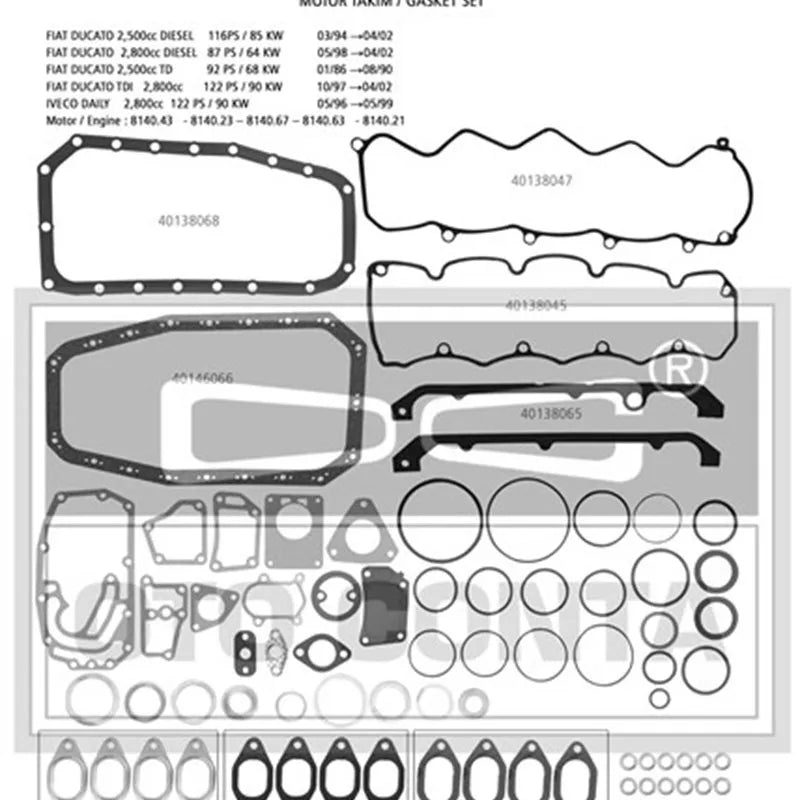 Ducato Motor Contası Takım Alt + Üst 1990-2006 