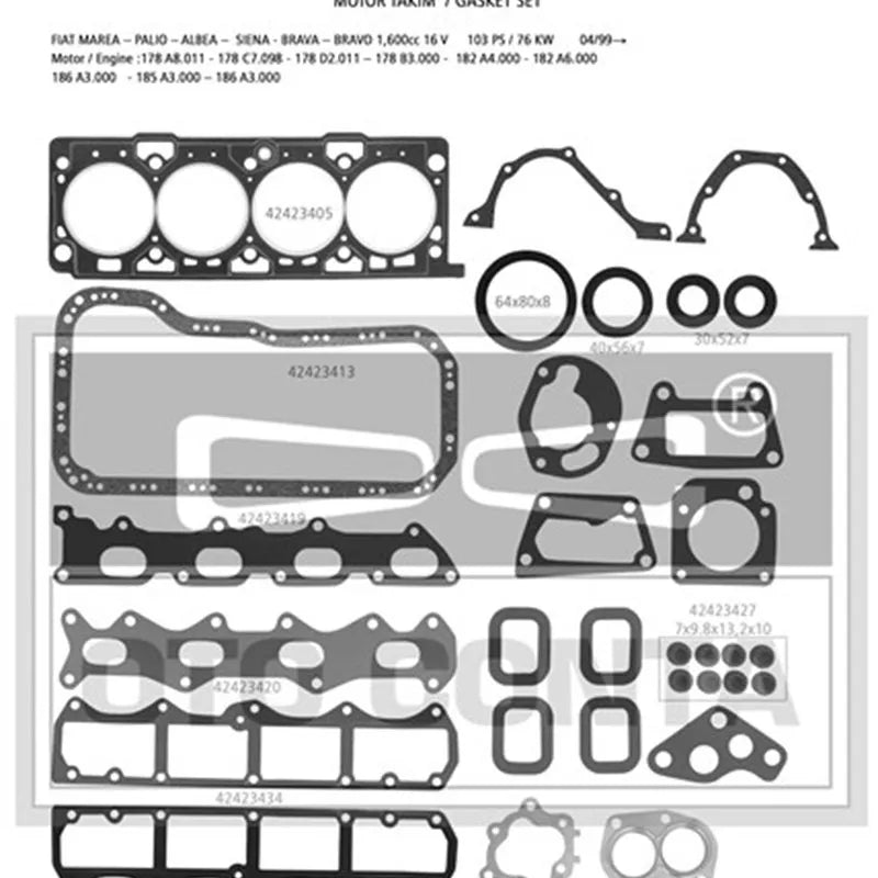 Marea Motor Contası Takım Alt + Üst 1996-2004 
